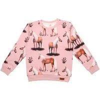 Walkiddy Baby Sweatshirt GOTS zertifiziert, rosa, Pferde-Allover, 95% Bio-Baumwolle, elastisch – Walkiddy – Produktbild 1 von 1