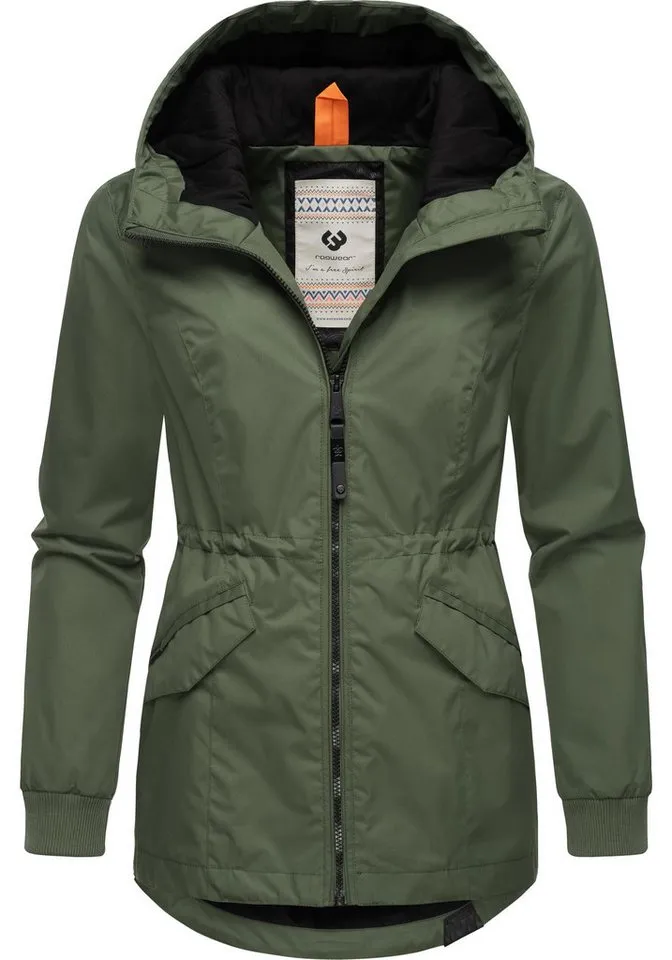 ragwear ragwear Outdoorjacke Dowey A Wasser- und winddichte Damen Jacke mit Taillenzugband, Grün, – Produktbild 5 von 5