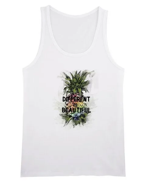 Human Family Human Family Herren Statement Tanktop aus Bio Baumwolle "Different is Beautiful", Weiss/white, – Produktbild 2 von 2