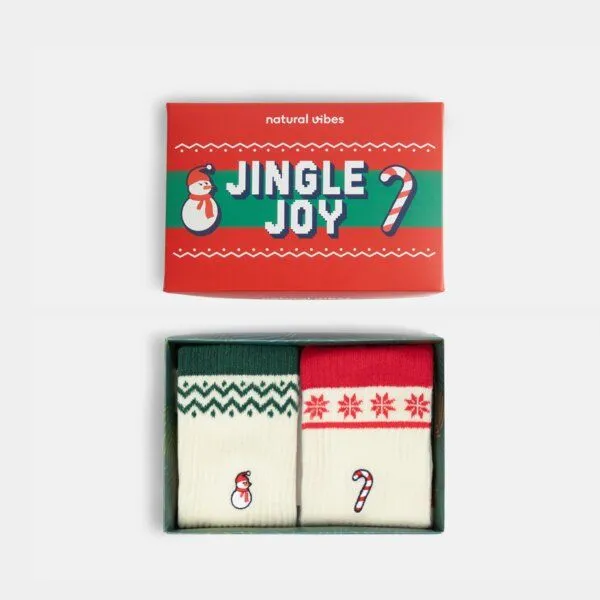 Natural Vibes Natural Vibes 2-Pack Jingle Joy Bio GOTS | Geschenkset | Bunte Tennissocken | Herren Damen Socken | – Produktbild 1 von 4