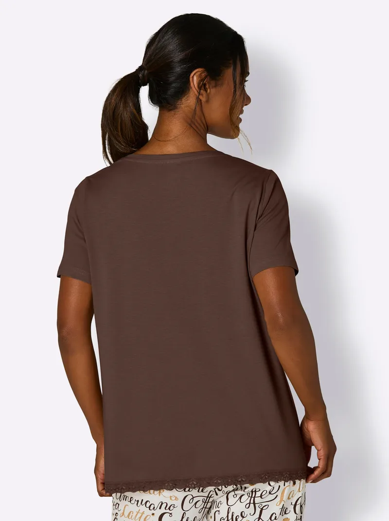 wäschepur Schlafanzug-Shirt schoko, Schoko, – Produktbild 1 von 2