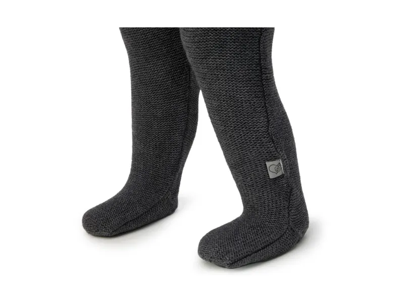 HANS NATUR Baby Hose mit Füßchen Bio-Baumwolle Strick dunkelgrau melange Gr.74/80, Grau, – Produktbild 2 von 2
