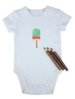 MelaDi Meladi Kinder Baby-Body aus Biobaumwolle - Eis am Stiel auf Natural Raw – Produktbild 1 von 1