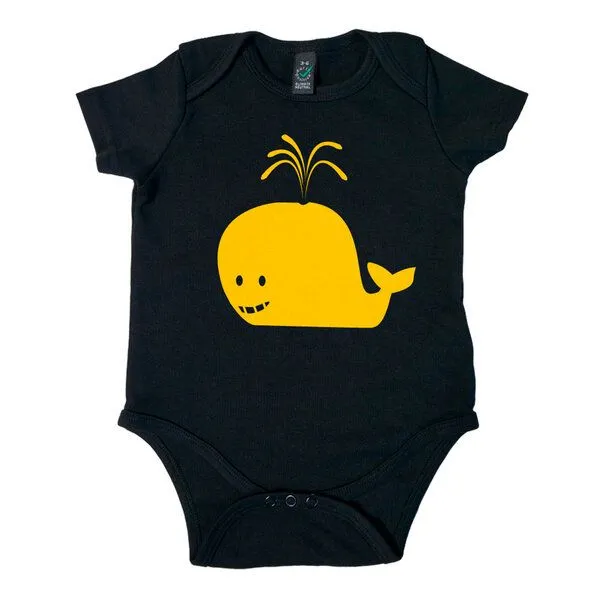 HANDGEDRUCKT HANDGEDRUCKT "Wal" Baby Body, Schwarz, – Produktbild 1 von 4