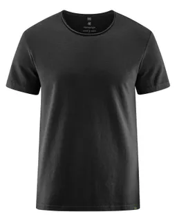 HempAge Hempage Herren vegan T-Shirt Mit Gerolltem Saum Schwarz – Produktbild 1 von 1