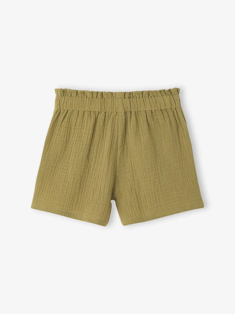 Envie De Fraise Musselin-Shorts Mädchen ENVIE DE FRAISE, Olivgrün, – Produktbild 4 von 4