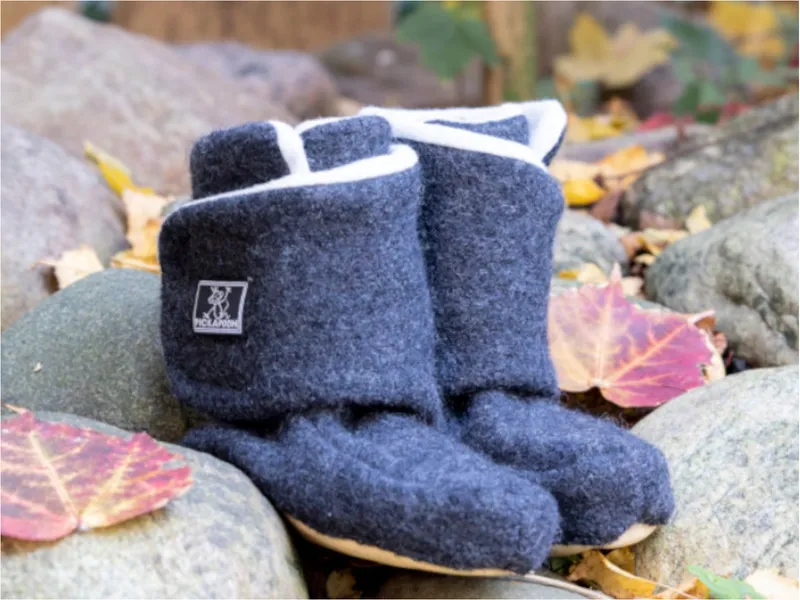 Pickapooh Pickapooh Baby Hausschuhe Walkpuschen anthrazit Gr. 3 (6-9 Monate), Grau, – Produktbild 2 von 2