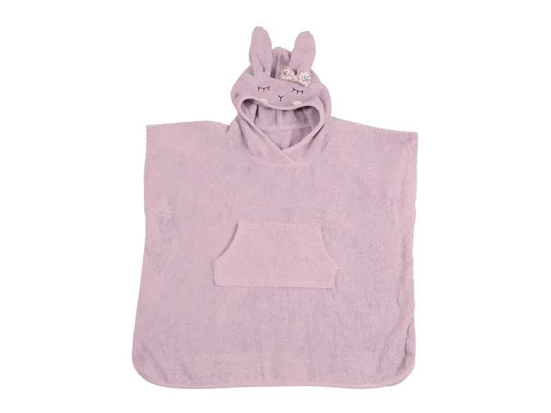 Kikadu Kikadu Kinder Badeponcho aus Bio-Baumwolle mit Kapuze Hase Maße 65 x 62 cm, Rosa, – Produktbild 1 von 1