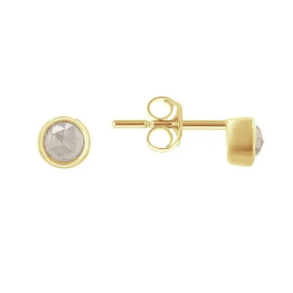 Eppi Eppi Minimalistische Ohrstecker mit Salt and Pepper Diamanten in Bezelfassung Tofine, Gelb, – Produktbild 1 von 4