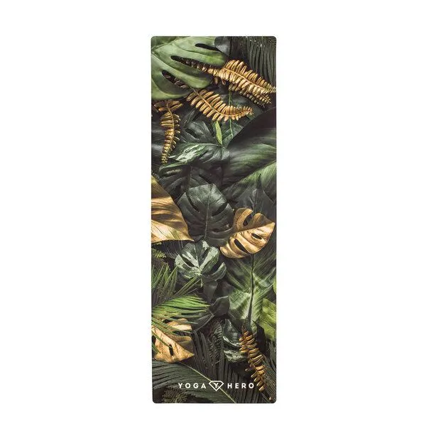 Yoga Hero Yoga Hero Yogamatte Classic 3,5mm mit Tragegurt, Leaves (grün), – Produktbild 1 von 4