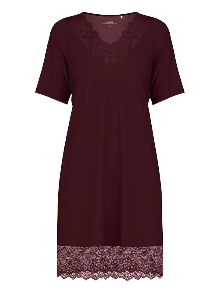 CALIDA CALIDA Nachthemd Elegant Dreams Damen (1-tlg) 95cm Länge, seidig weich, anschmiegsam, feine Spitze, Rot, – Produktbild 1 von 5