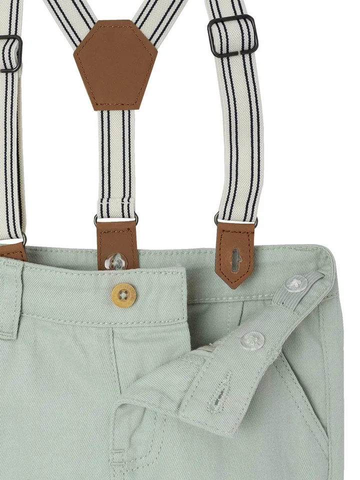 Vertbaudet Vertbaudet Stoffhose Baby Hose mit abnehmbaren Trägern Bundweite verstellbar, Grün, – Produktbild 2 von 2