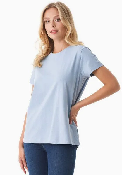 ORGANICATION ORGANICATION Damen Basic T-Shirt aus Bio-Baumwolle, Ice blue, – Produktbild 4 von 4