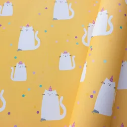 Bow & Hummingbird Bow & Hummingbird Geschenkpapier Geburtstag mit Katzen „Confetti Cats“ – Gelb, Konfetti, 100% Recyclingpapier - Geburtstagsgeschenkpapier Katzen – Produktbild 1 von 1