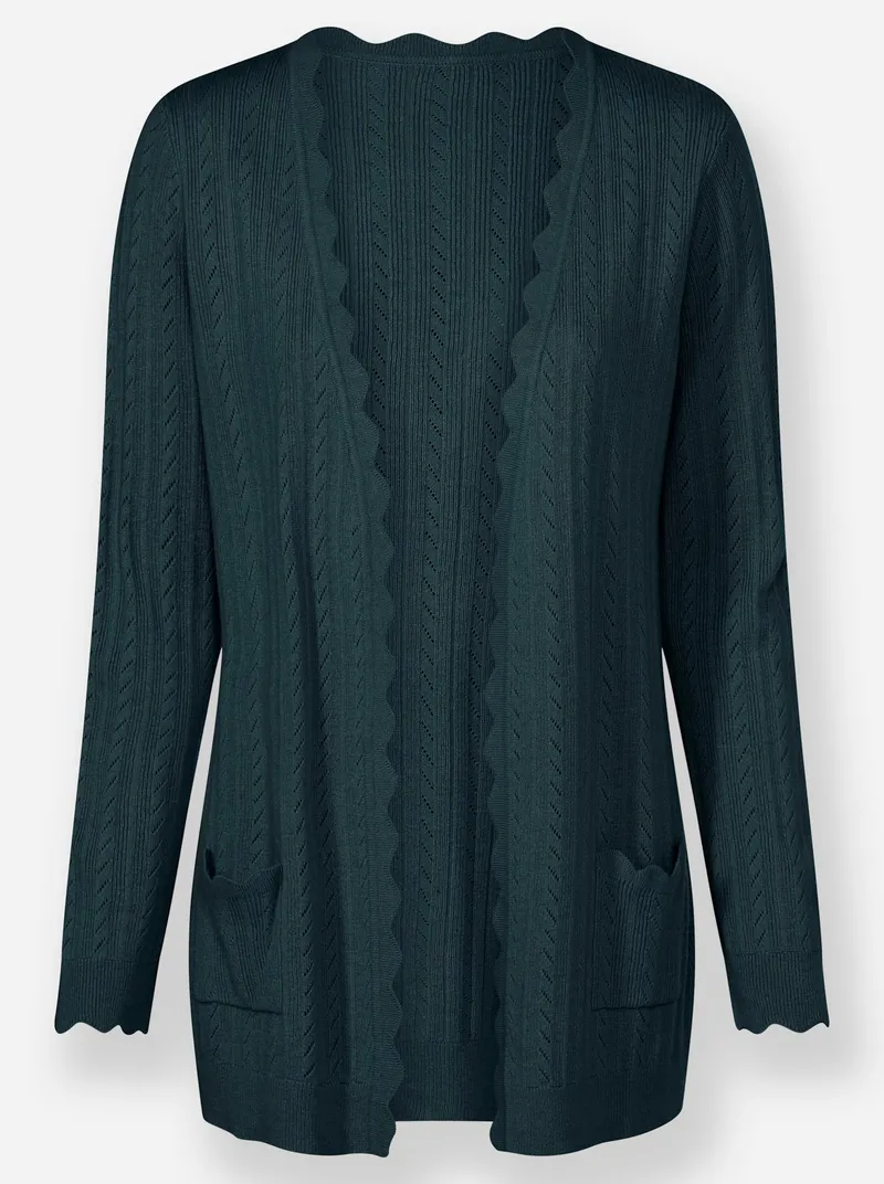 Witt Ajourstrickjacke, Petrol, – Produktbild 1 von 2