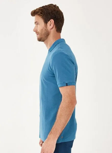 ORGANICATION ORGANICATION Poloshirt aus Bio-Baumwolle mit V-Ausschnitt, Ocean, – Produktbild 3 von 4