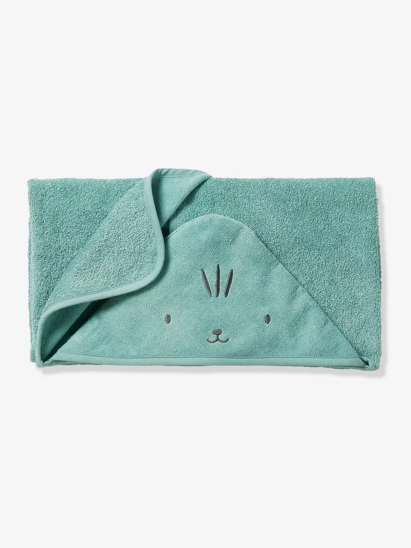 Vertbaudet Baby & Kinder Kapuzenbadetuch BASIC, Grün, – Produktbild 2 von 4
