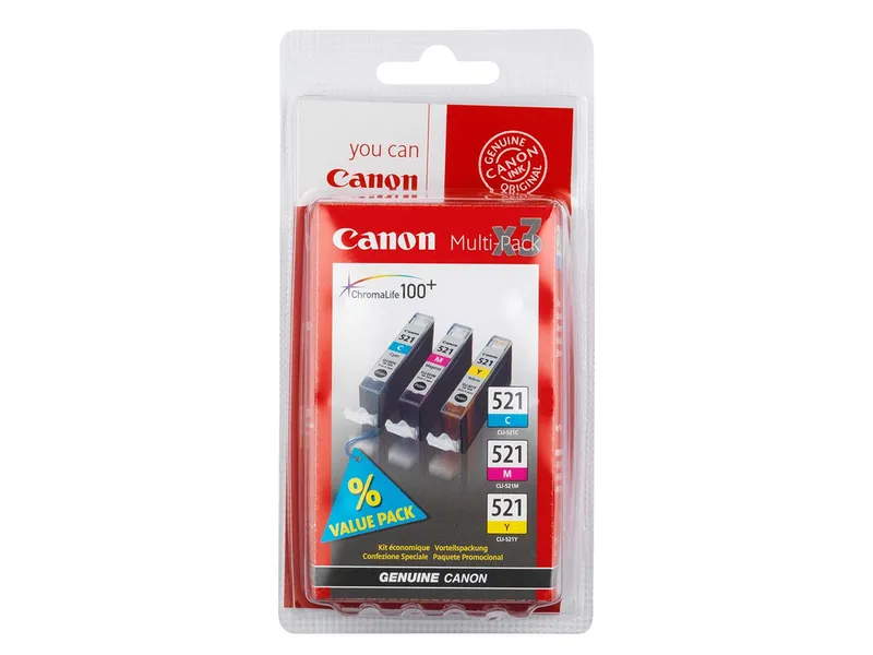 Canon Canon 3er Set Tintenpatronen CLI-521C/M/Y cyan, magenta, gelb – Produktbild 2 von 3