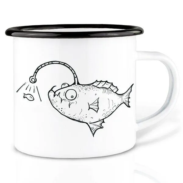 LIGARTI Emaille Tasse – Anglerfisch – LIGARTI Tiermanufaktur – Produktbild 1 von 4