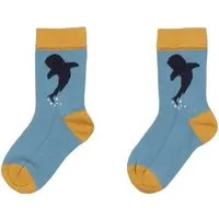 Walkiddy Baby Socken Bio-Baumwolle dunkelblau Wale & Rochen Walkiddy, GOTS-zertifiziert, weich, elastisch, vegan, fair produziert, ideal für empfindliche Babyfüße – Produktbild 1 von 1