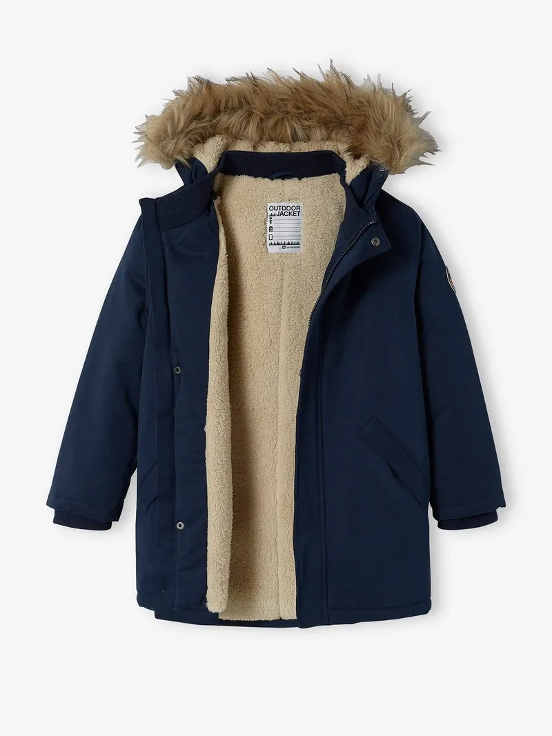 Vertbaudet Vertbaudet Jungen Winterjacke mit Teddyfleece-Futter, Marine, – Produktbild 2 von 3
