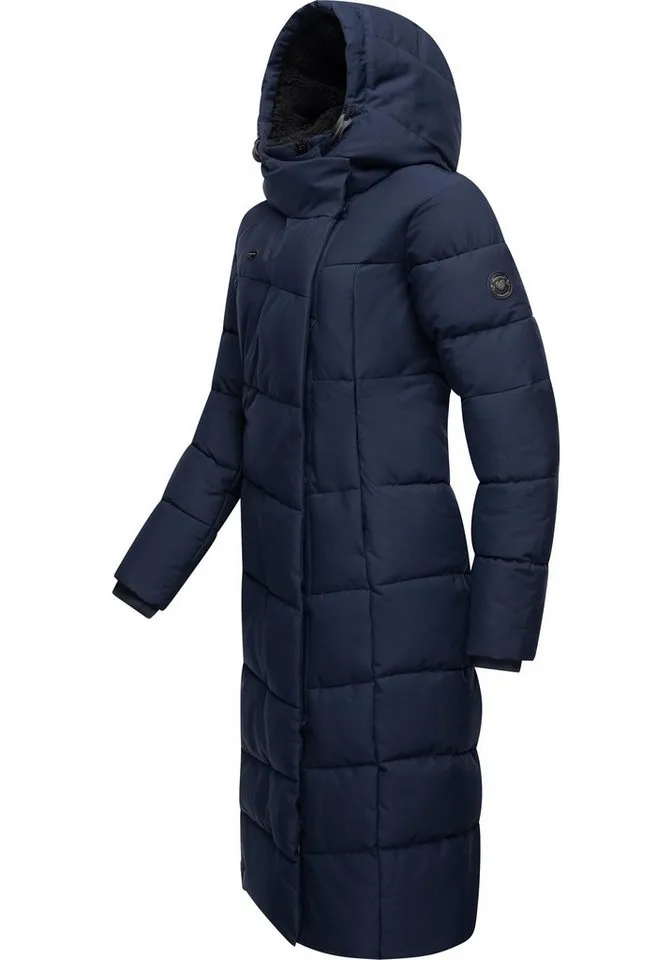 ragwear ragwear Steppmantel Pavla Extralong zeitloser, wasserdichter Damen Wintermantel, Blau, – Produktbild 2 von 4
