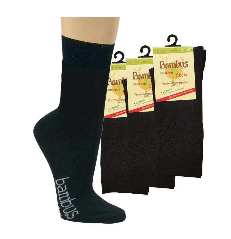 Wowerat Basicsocken 3 Paar Bambus Viskose Socken Wellness-Socken mit Polstersohle – Produktbild 1 von 2