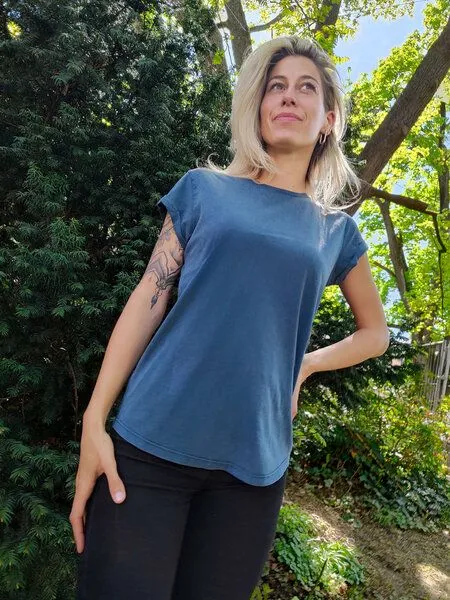 Life-Tree Life-Tree Shirt aus Biobaumwolle für Damen "Basic", Blau, – Produktbild 5 von 5