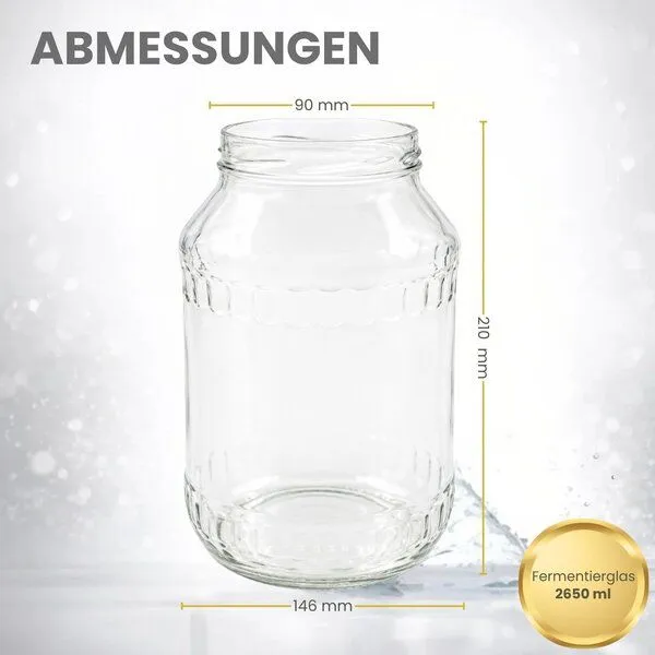 mikken mikken 2 Einmachgläser 2650 ml mit Deckel (TO100), Gold, – Produktbild 3 von 4