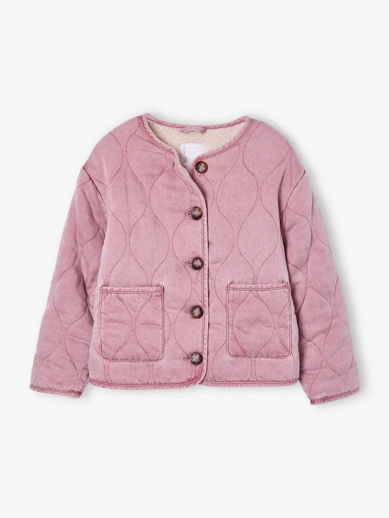 Vertbaudet Vertbaudet Steppjacke mit Teddyfleece-Futter & Wellensteppung Mädchen, Rosa, – Produktbild 3 von 4