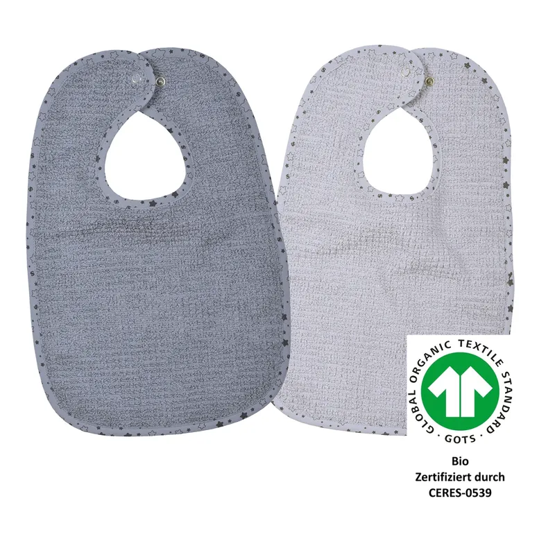 Wörner Wörner 2er-Pack Lätzchen mit Druckknopf 26x40 cm, Grau, – Produktbild 1 von 1