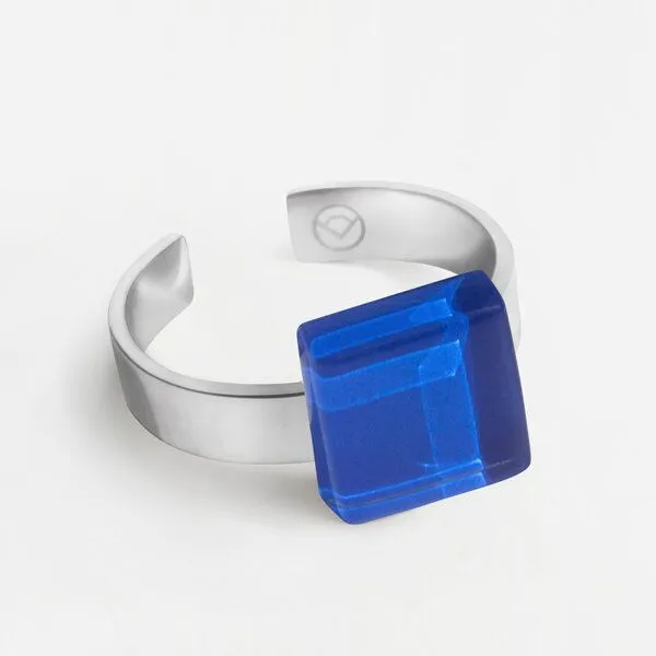 ALEXASCHA ALEXASCHA Geometrischer Ring aus Glas, mini, Saphirblau, – Produktbild 1 von 4