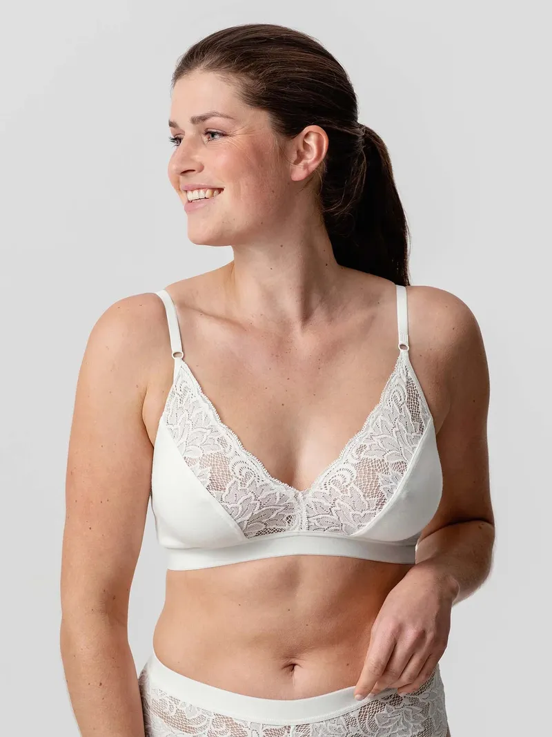 erlich textil erlich textil Clara bügelloses Bustier mit Spitze aus weichem Modal, Ecru, – Produktbild 1 von 5