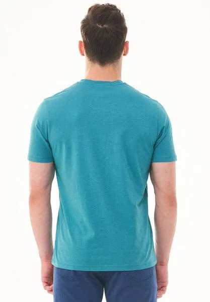 ORGANICATION ORGANICATION Basic T-Shirt aus Bio-Baumwolle mit V-Ausschnitt, Petrol green, – Produktbild 4 von 4