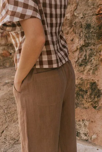 AmourLinen AmourLinen Barbora gerade Leinenhose, Rosig braun, – Produktbild 2 von 4
