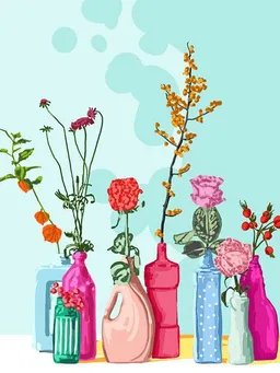 Photocircle Photocircle Poster / Leinwandbild - Flower Pots Meadow – Produktbild 1 von 1