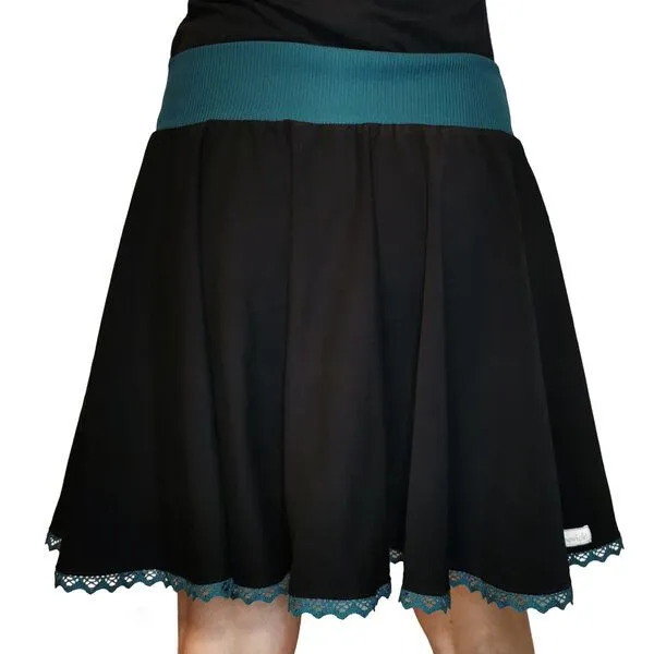 liebewicht liebewicht weiter Rock aus Bio Jersey für Damen, Schwarz/grün, – Produktbild 4 von 5