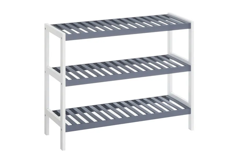 SONGMICS SONGMICS Schuhregal Schuhablage, Schuh-Organizer, für Wohnzimmer, Schlafzimmer, Badezimmer, Bambus, 3 Ebenen, Regal für Schuhe, Pflanzen, Bücher, 26 x 70 x 55 cm, Grau, – Produktbild 3 von 5
