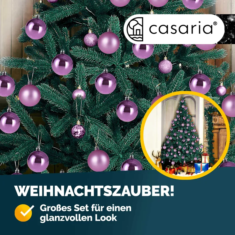 Casaria® Weihnachtskugeln Rosa 54-tlg in matt & glänzend, Rosa, – Produktbild 2 von 2