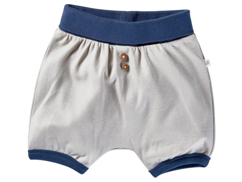 HANS NATUR Pumphose Baby kurz Bio-Baumwolle beige-blau Gr.50/56, Blau, braun, – Produktbild 1 von 2