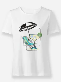 heine Kurzarmshirt weiß-zitrone-bedruckt – Produktbild 1 von 1