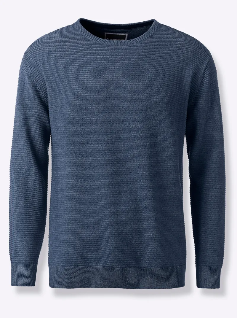 marco donati Rundhalspullover jeansblau-meliert, Jeansblau-meliert, – Produktbild 1 von 2