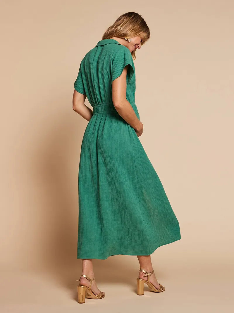 Envie De Fraise Langes Hemdblusenkleid für Schwangerschaft und Stillzeit ENVIE DE FRAISE, Smaragdgrün, – Produktbild 4 von 4