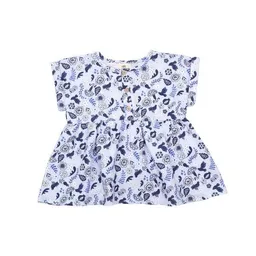 Walkiddy Walkiddy Kleinkinder Bluse GOTS-zertifiziert aus Bio-Baumwolle blau mit Vogel-und-Blumen-Muster – Produktbild 1 von 1