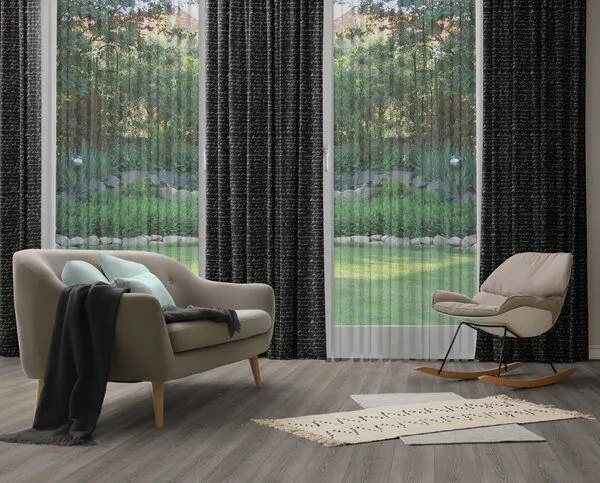 Nature by Adam Nature by Adam Vorhang aus Leinen & Bio-Baumwolle - Made in Germany - Scribble, Schwarz, – Produktbild 6 von 8