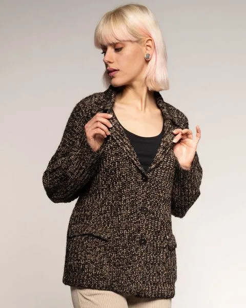 Alma & Lovis Alma & Lovis Legerer Strick-Blazer in edler Melange-Alpakawolle | Ripp Blazer, Rose, – Produktbild 4 von 4