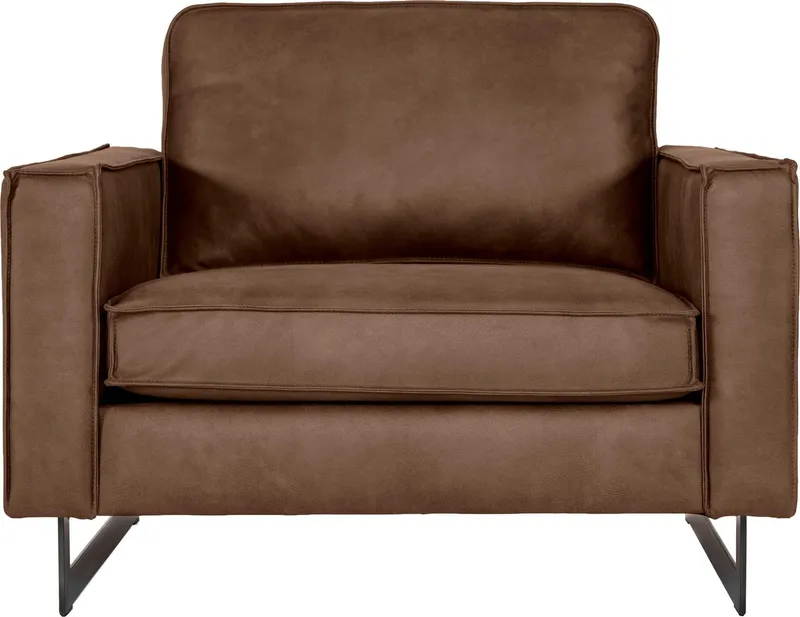 OTTO home Loveseat Pinto 105 cm, Cord, Chenille, Lederoptik, mit Keder, Metallfüßen und auch in Cord Bezug erhältlich, Braun, – Produktbild 1 von 7