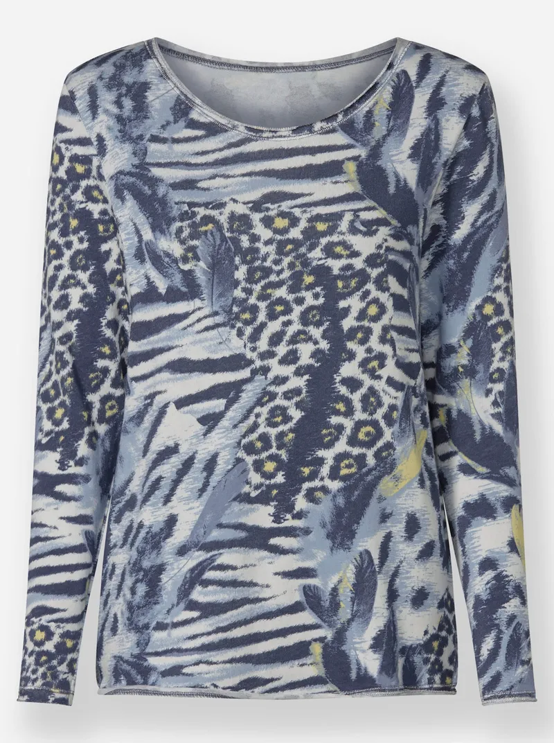 heine Langarmshirt bleu-gelb, Bleu-gelb, – Produktbild 1 von 2