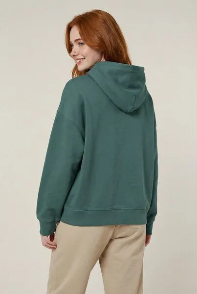 THE FACE OF ELEMENTS The Face of Elements Buy Me Flowers - Relaxed Boxy Fit Hoodie aus 100% Bio-Baumwolle, Green bay (grün), – Produktbild 3 von 3