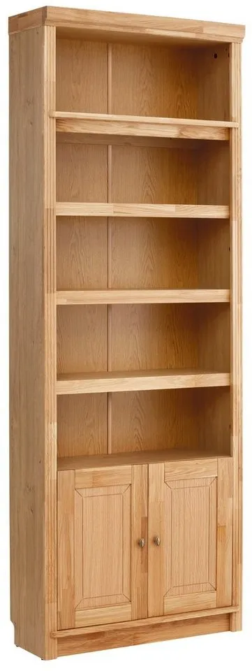 OTTO home Bücherregal Soeren Eiche Regal B/T/H: 80/29/220 cm mit 2 Türen, mit Eiche-Elementen, FSC®-zertifiziert, insgesamt 7 Fächer, Braun, – Produktbild 2 von 5